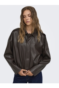 ONLY ONLMOON-NELI L/S FAUX LEATHER BOMBE: chocolate torte