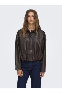ONLY ONLMOON-NELI L/S FAUX LEATHER BOMBE: chocolate torte