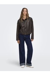 ONLY ONLMOON-NELI L/S FAUX LEATHER BOMBE: chocolate torte