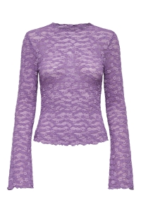ONLY ONLLOLLIE L/S LACE TOP CS JRS pansy/pale violet flower