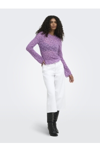 ONLY ONLLOLLIE L/S LACE TOP CS JRS pansy/pale violet flower