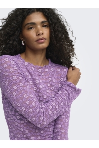 ONLY ONLLOLLIE L/S LACE TOP CS JRS pansy/pale violet flower