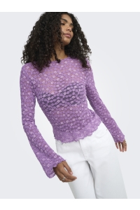 ONLY ONLLOLLIE L/S LACE TOP CS JRS pansy/pale violet flower