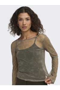ONLY ONLNOX BOATNECK BELL L/S TOP JRS walnut/camouflage (ann)
