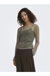 ONLY ONLNOX BOATNECK BELL L/S TOP JRS walnut/camouflage (ann)