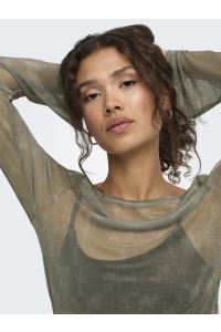 ONLY ONLNOX BOATNECK BELL L/S TOP JRS walnut/camouflage (ann)