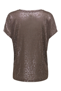 Carmakoma CARMIRINDA S/S V-NECK TOP JRS coffee bean/metallic leo