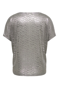Carmakoma CARMIRINDA S/S V-NECK TOP JRS walnut/metallic zig zag
