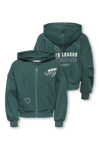 ONLY KOGDITTE LS ZIP HOOD OVZ SWT june bug/active