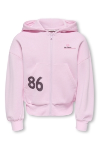 ONLY KOGDITTE LS ZIP HOOD OVZ SWT pink lady/club
