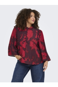 Carmakoma CARCAMILLE 3/4 O-NECK BUTTON TOP AO: scooter/soft haze (winetasting)