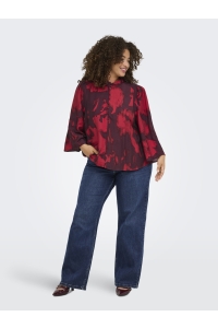 Carmakoma CARCAMILLE 3/4 O-NECK BUTTON TOP AO: scooter/soft haze (winetasting)