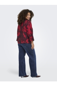 Carmakoma CARCAMILLE 3/4 O-NECK BUTTON TOP AO: scooter/soft haze (winetasting)