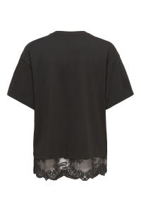 ONLY ONLVIVVI S/S LACE BOTTOM TOP JRS NO: chocolate torte/chokolate torte