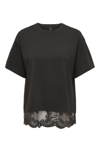 ONLY ONLVIVVI S/S LACE BOTTOM TOP JRS NO: chocolate torte/chokolate torte