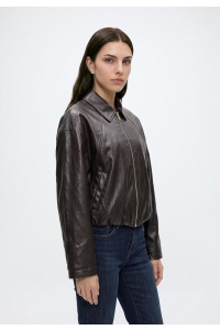 ONLY ONLMASJA FAUX LEATHER PADDED BOMBER: chocolate torte