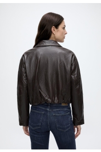 ONLY ONLMASJA FAUX LEATHER PADDED BOMBER: chocolate torte