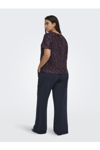 Carmakoma CARWHAM 2/4 O-NECK SEQ TOP JRS plum perfect/dtm sequins