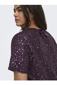 Carmakoma CARWHAM 2/4 O-NECK SEQ TOP JRS plum perfect/dtm sequins