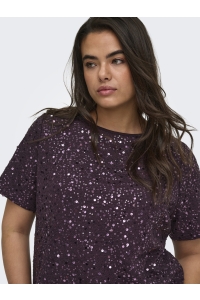 Carmakoma CARWHAM 2/4 O-NECK SEQ TOP JRS plum perfect/dtm sequins