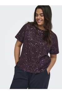 Carmakoma CARWHAM 2/4 O-NECK SEQ TOP JRS plum perfect/dtm sequins