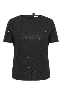 Carmakoma CARWHAM 2/4 O-NECK SEQ TOP JRS black/black sequins