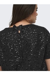 Carmakoma CARWHAM 2/4 O-NECK SEQ TOP JRS black/black sequins