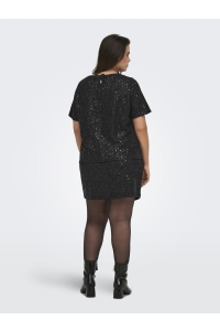 Carmakoma CARWHAM 2/4 O-NECK SEQ TOP JRS black/black sequins