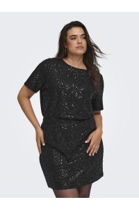 Carmakoma CARWHAM 2/4 O-NECK SEQ TOP JRS black/black sequins