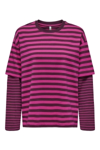 ONLY ONLFREJA L/S STRIPE DOUBLE TOP JRS winetasting/beetroot (anna) w. t