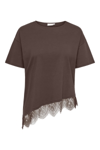 Carmakoma CARCAST S/S LACE AZYM O-NECK TOP JR: chocolate martini/chocolate mart