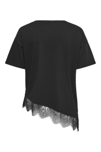 Carmakoma CARCAST S/S LACE AZYM O-NECK TOP JR: black/black lace