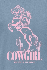 ONLY KOGEBBA WEST SS O-NECK LOOSE TOP JR: dusty blue/cowgirls