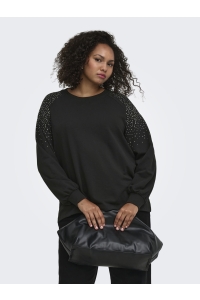 Carmakoma CARVIOLETTA L/S DETAIL SLIT SWT JRS black/silver rhinestones (should