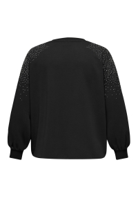 Carmakoma CARVIOLETTA L/S DETAIL SLIT SWT JRS black/silver rhinestones (should