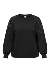 Carmakoma CARVIOLETTA L/S DETAIL SLIT SWT JRS black/silver rhinestones (should