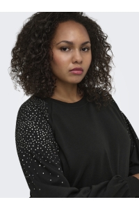 Carmakoma CARVIOLETTA L/S DETAIL SLIT SWT JRS black/silver rhinestones (should