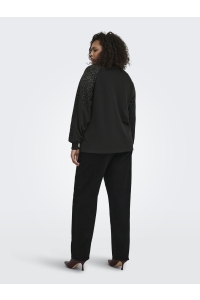 Carmakoma CARVIOLETTA L/S DETAIL SLIT SWT JRS black/silver rhinestones (should
