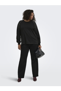 Carmakoma CARVIOLETTA L/S DETAIL SLIT SWT JRS black/silver rhinestones (should