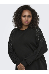 Carmakoma CARVIOLETTA L/S DETAIL SLIT SWT JRS black/silver rhinestones (should