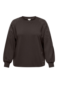 Carmakoma CARVIOLETTA L/S DETAIL SLIT SWT JRS coffee bean/silver rhinestones (