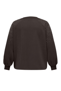 Carmakoma CARVIOLETTA L/S DETAIL SLIT SWT JRS coffee bean/silver rhinestones (