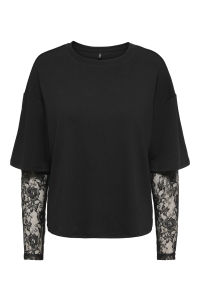 ONLY ONLTAHLIA L/S LACE TOP PR JRS black/dtm lace