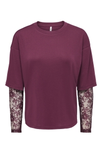 ONLY ONLTAHLIA L/S LACE TOP PR JRS fig/dtm lace
