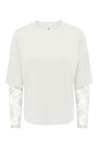 ONLY ONLTAHLIA L/S LACE TOP PR JRS cloud dancer/dtm lace