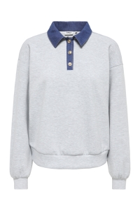 ONLY ONLSCARLET L/S POLO MIX SWEAT UB PR: light grey melange/polo collar