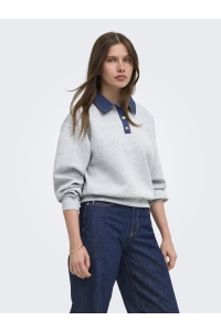 ONLY ONLSCARLET L/S POLO MIX SWEAT UB PR: light grey melange/polo collar