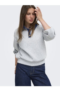 ONLY ONLSCARLET L/S POLO MIX SWEAT UB PR: light grey melange/polo collar