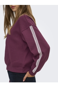 ONLY ONLBEAUTY L/S CREW NECK CS SWT fig/lace pale lilac