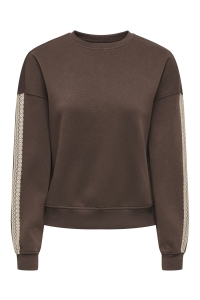 ONLY ONLBEAUTY L/S CREW NECK CS SWT coffee bean/lace irish cream